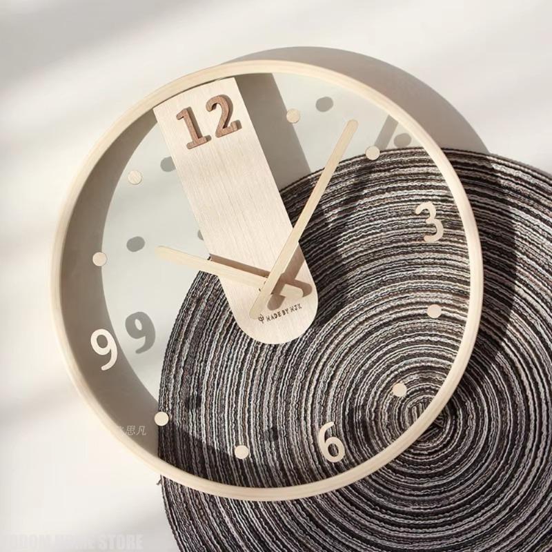 Modern Transparent Glass Wall Clock 3D Digital Minimalist Silent Wooden Clocks Living Room wall decoration items 12inchs Watch
