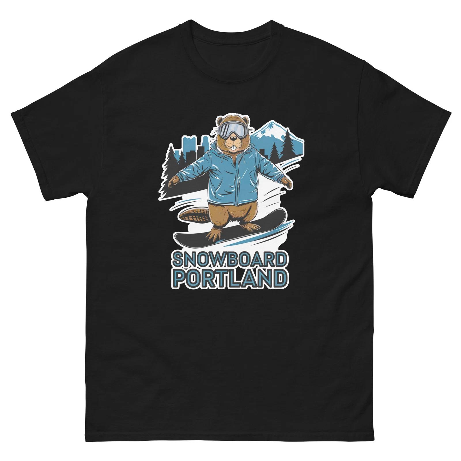 Snowboard Portland Beaver USA Snowboarding Animal T-Shirt S