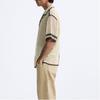 Zara Loose Color Block Vintage Casual Short Sleeve Shirt Men shirts Faded-White 7200311-251