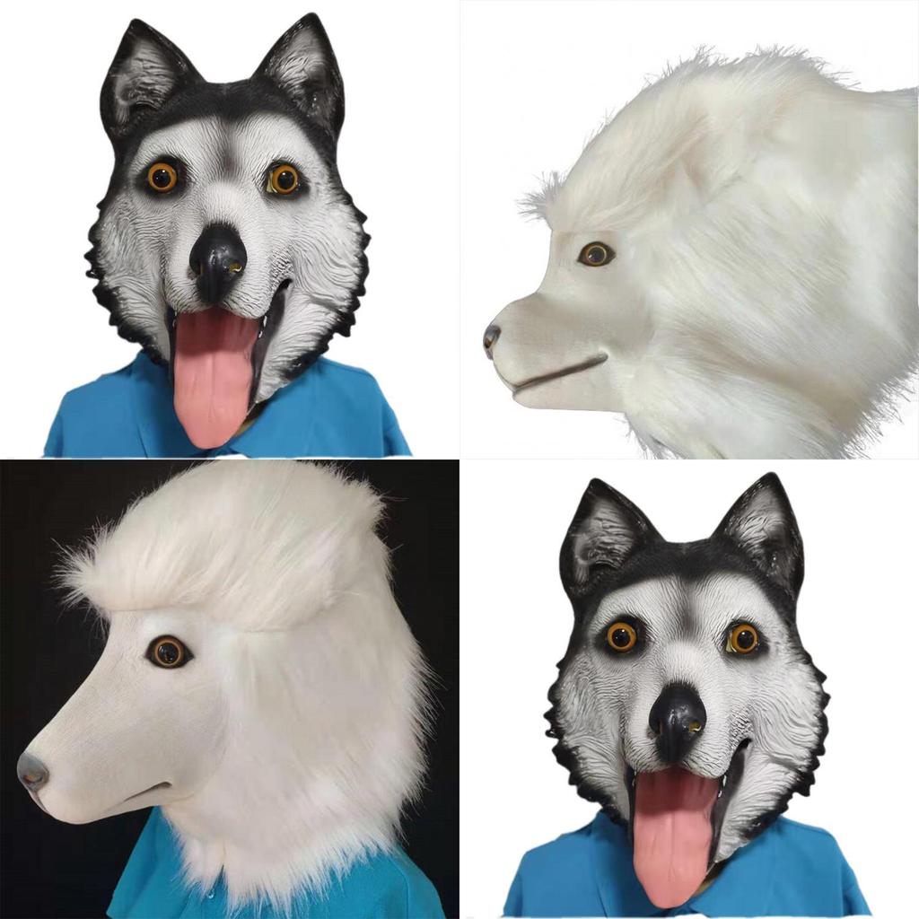 Latex Poodle Wolf Dog Husky Mask Cartoon Animal Costume For Christmas And Halloween