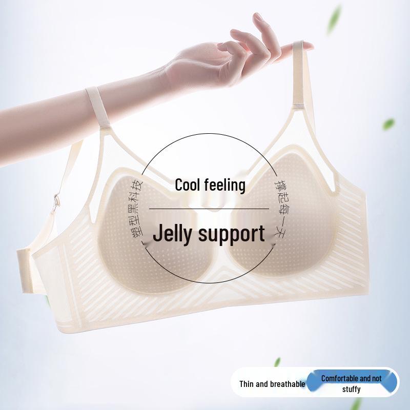 Women's Summer Ultra-Thin Cooling Seamless Bra: Small Bust Lift, Breathable, Anti-Sag, Beautiful Back Design