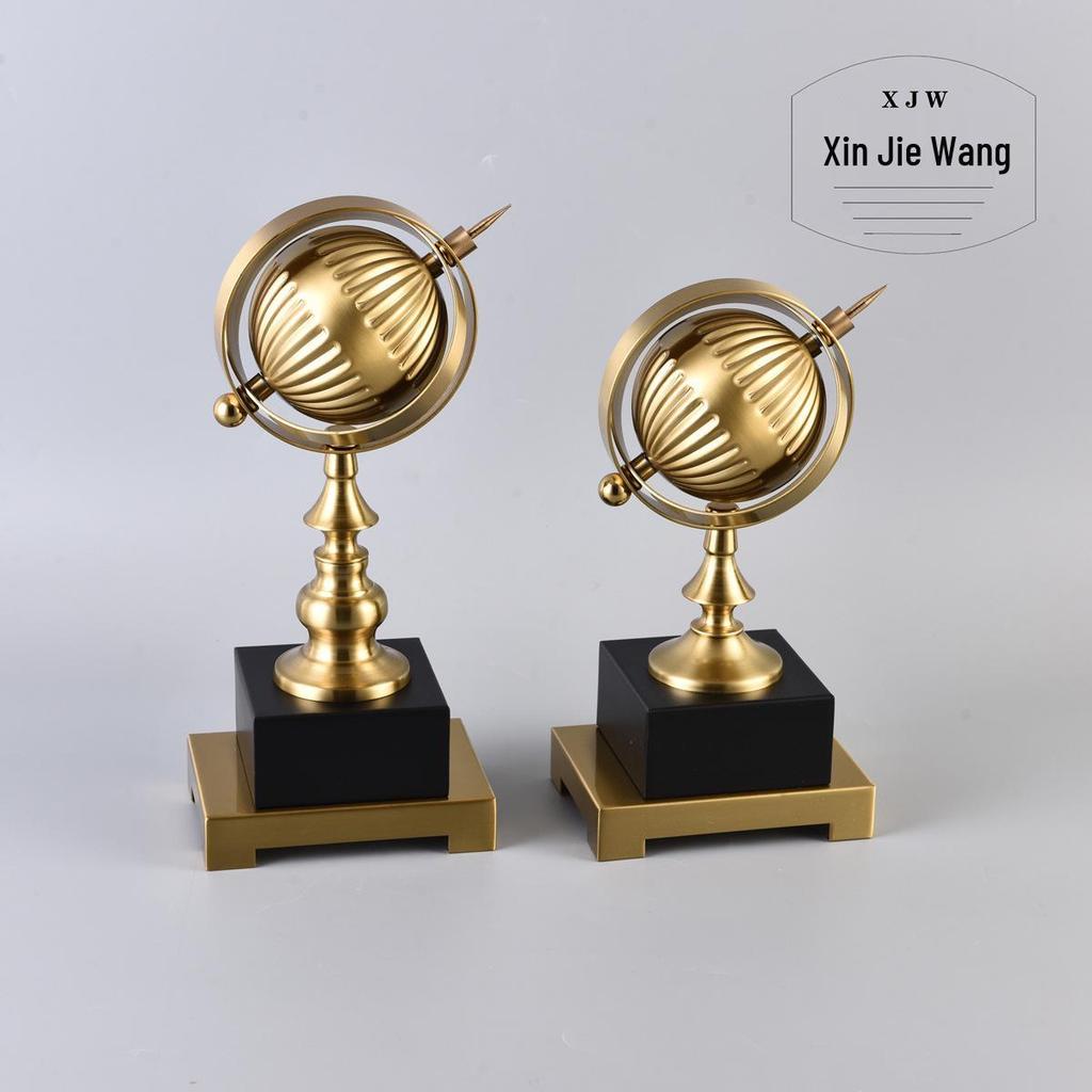 Modern Luxury Metal Globe Ornament for Office, Study Desk, or Wine Cabinet