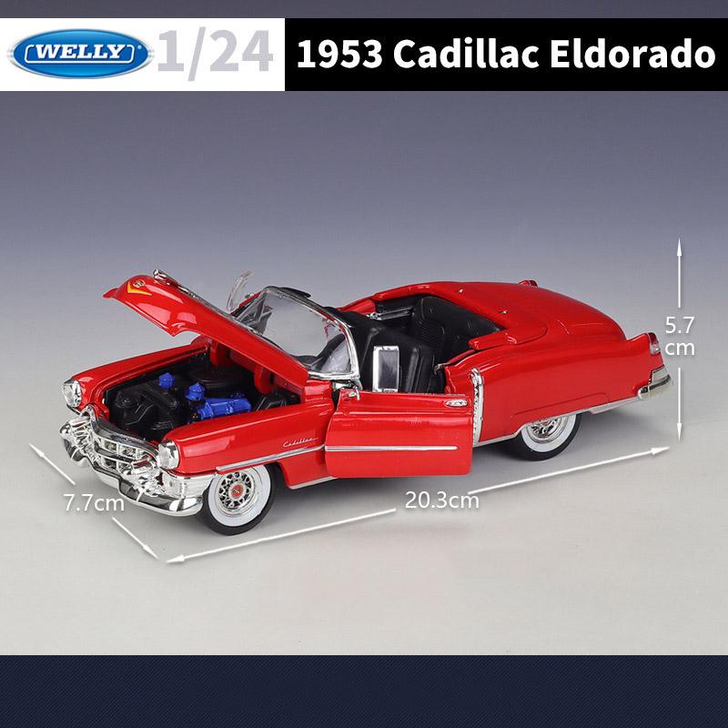 Welly 1:24 Cadillac Eldorado Alloy Sports Car Model Diecast Metal Classic Retro Old Vehicles Car Model High Simulation Kids Gift