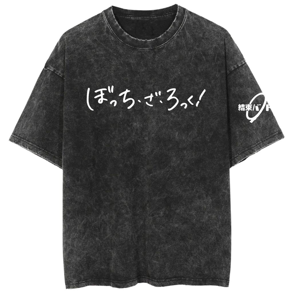 Bocchi The Rock Kessoku Band Silhouette Doublesided Vintage Washed T Shirt 2026 Summer Oversized  Graphic Tee for Men Women