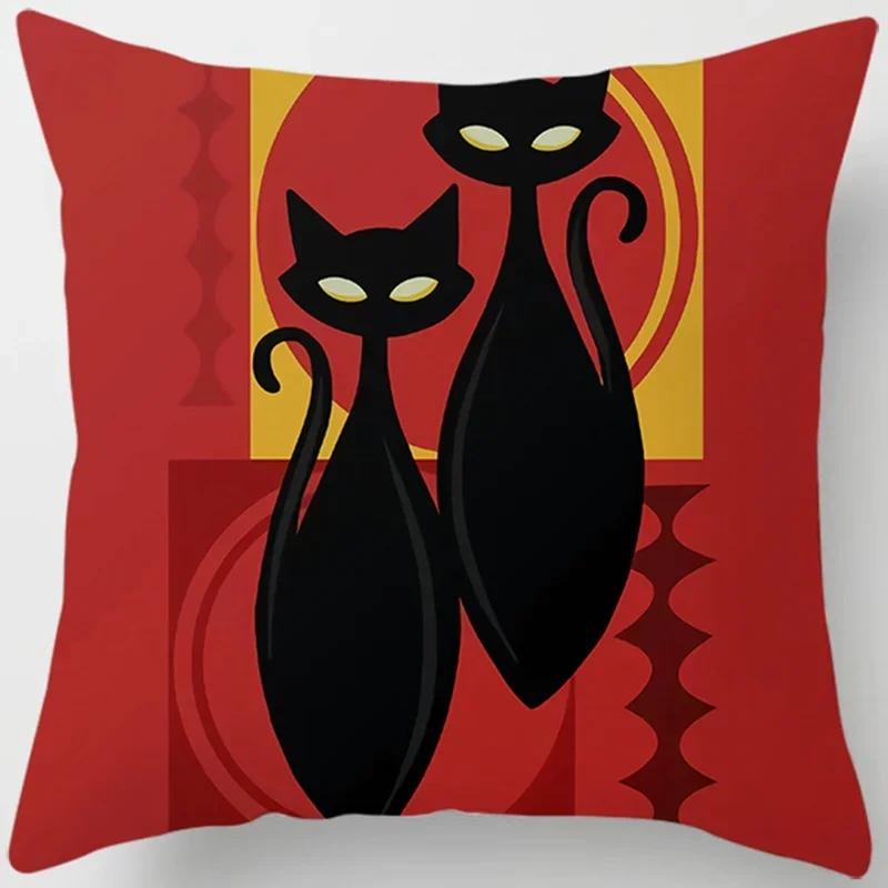 Cartoon Cat Throw Pillow Cover With Short Plush Print For Living Room Sofa Decoration Cushion Cover Pillow Covers Decorative