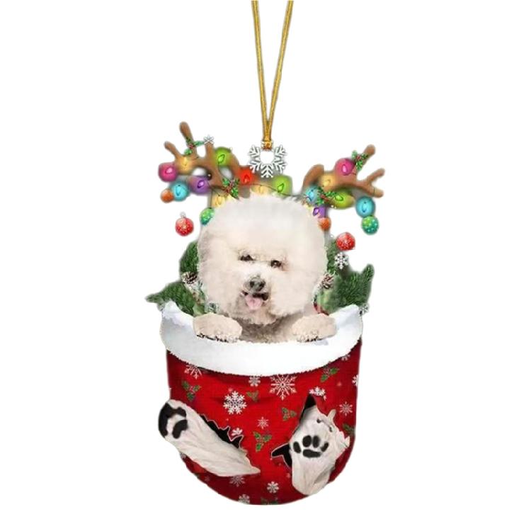 Unique Doggy Christmas Tree Hangers Festival Dog Shape Christmas Tree Hanging Ornament Acrylic Hanging Decoration