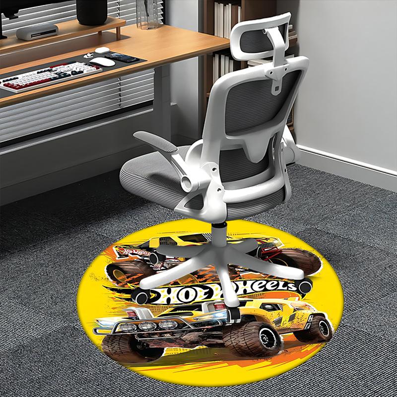 

Hot Wheels,Monster Trucks Chair mat Round Rug-Office carpet, Machine Washable, Non-slip, Suitable for Living Rooms, Bedrooms, Entryways, and 80cm by 80cm