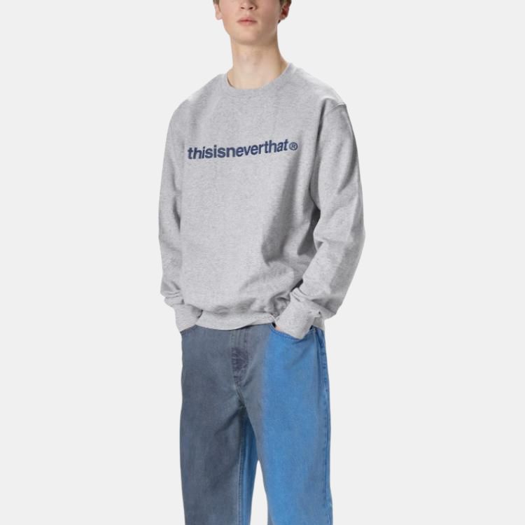 Thisisneverthat SS25 Loose Ribbed Edge Letter Print Casual Comfortable Crewneck Sweatshirt Unisex sweatshirt Gray TN250TSWCW03HGR