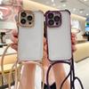 Luxury Shockproof Phone Case For iPhone 16 15 11 12 13 14 Pro Max Xs XR 7 8 Plus SE 16e Crossbody Lanyard Strap Rope Pop Bumper