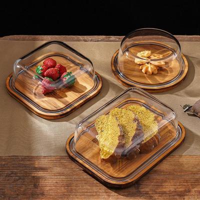 Butter Gericht Box Snacks Tablett Kuchen Stehen Robust mit Glas Abdeckung Käse Lagerung für Cafe