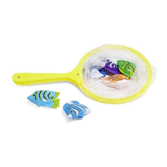 Fishing Game for Children with Net and 6 Colorful Fish Ideal for the Bath the Pool or Outdoor Water Games