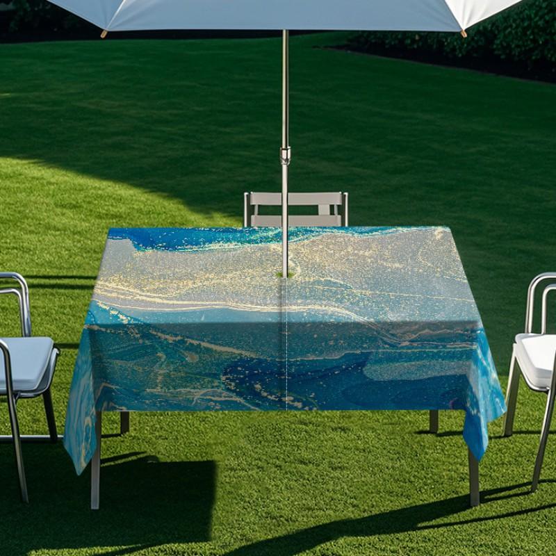 Outdoor Rectangular Table Cover With Starry Sky Sand Flow Waterproof Elastic Edge Patio Garden Dining