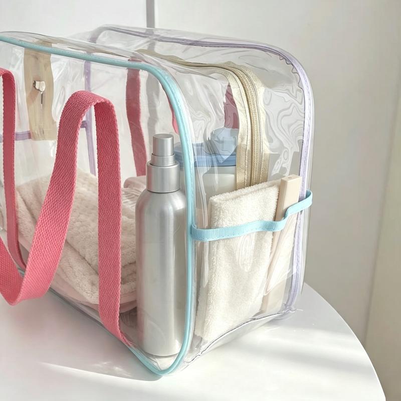 Large Capacity Pvc Transparent Jelly Handbags Washing Bag Summer Outdoor Beach Tote Waterproof Swimming Storage Bag