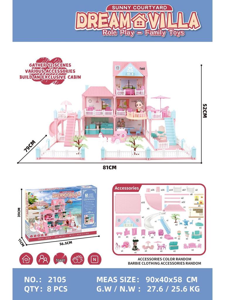 Children's Dreamy Princess Castle DIY Playhouse Building Set Gift Box