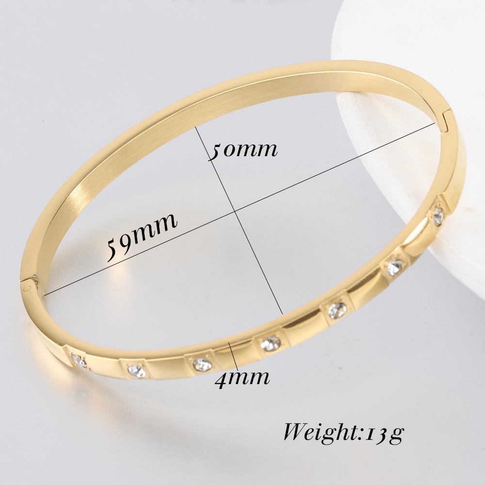 European-American 18K Gold & Zircon 4MM Titanium-Steel Bracelet - Versatile, Fashion-Forward, Simple Design for Couples and Women