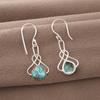 Blue Copper Turquoise Handmade Gemstone Earrings, 925 Sterling Silver Earrings Dainty Silver Jewelry, For Engagement Gift