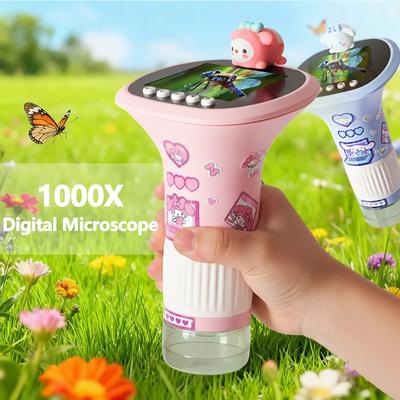 Chriyungel 1000X Handheld Digital Microscope for Kids STEM Science Toy with LED Light for Po Video Educational Toys Gift