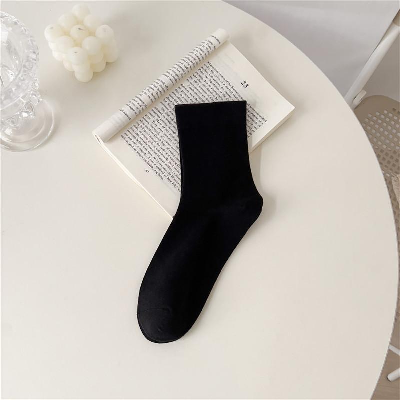 Socks Women'S Simple Loose Confinement Socks Pink Girl Is Versatile Medium Cotton Socks Solid Color Casual Women'S Socks