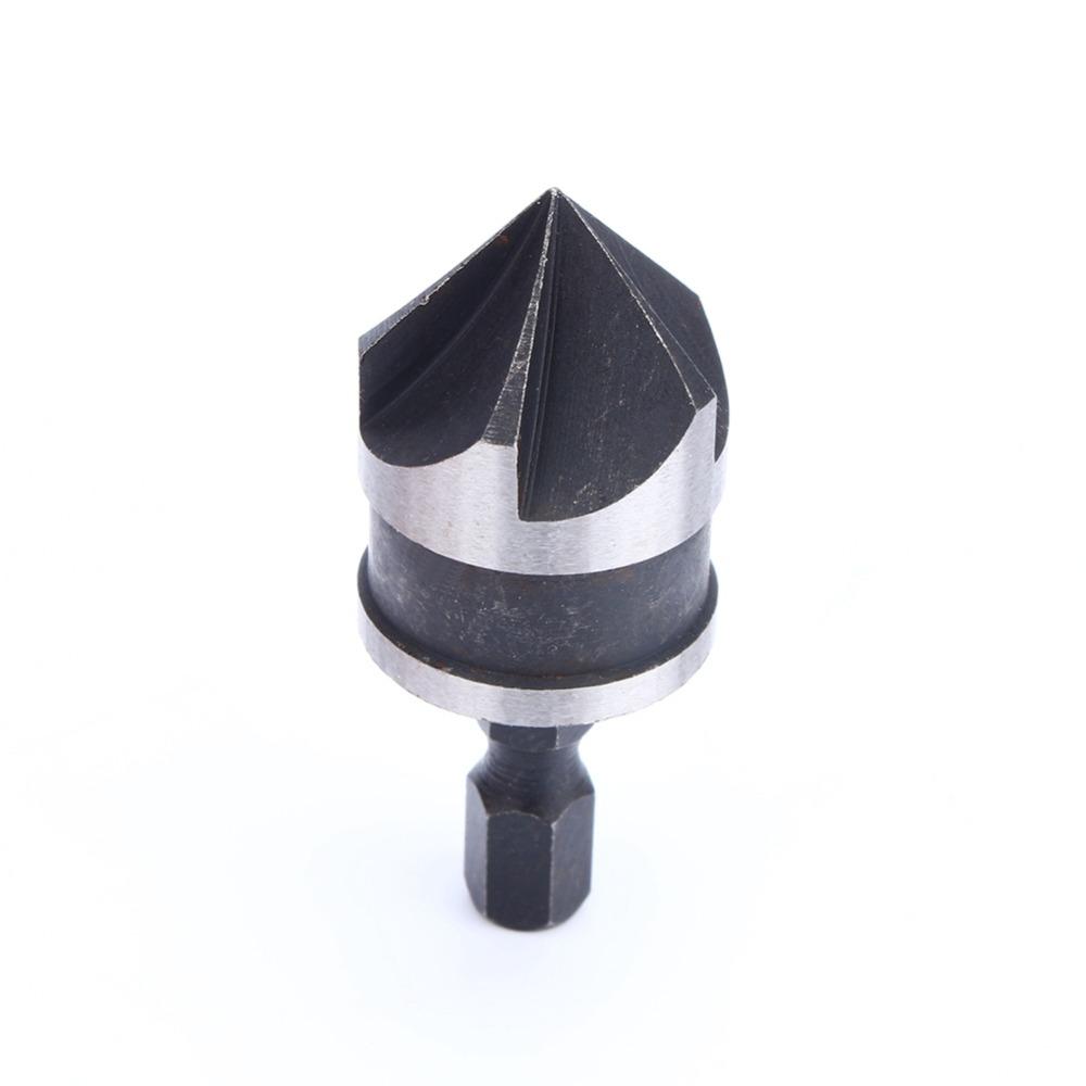 3pcs 1/4 Inch Hex Shank Countersink Bore Set 5 Flute Countersink Bits Woodworking