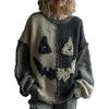 3D Halloween Gruseliges Gesicht Für Frauen Patchwork Print Strickpullover