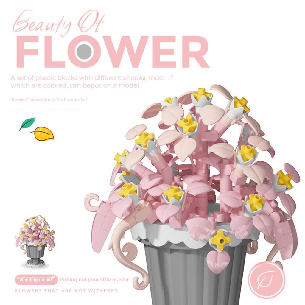 Hibiskusblüten-Bausteine – kompatibel mit Lego, lustiges Zusammenbauspielzeug für Kinder, ideal für den Valentinstag