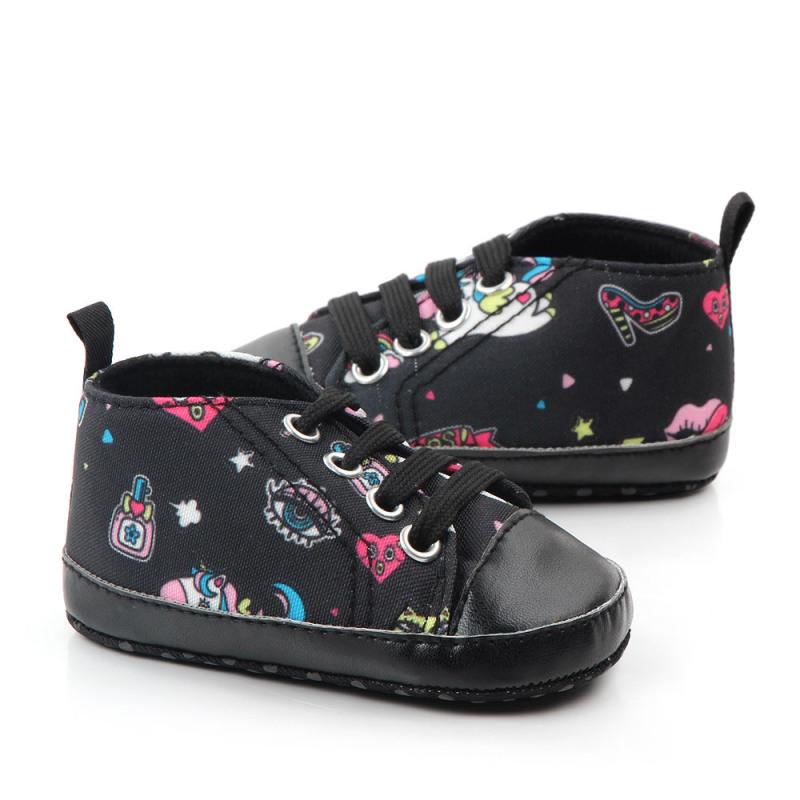 Unisex Baby Soft Rubber Sole Canvas Shoes Cute Cartoon Printing for Infant Prewalker Shoes