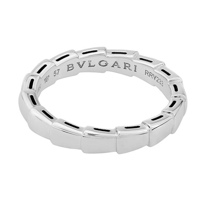 Bvlgari Serpenti Viper Kollektion 8K Weißgold Schlanker schlichter Goldring Unisex-Ringe AN856869