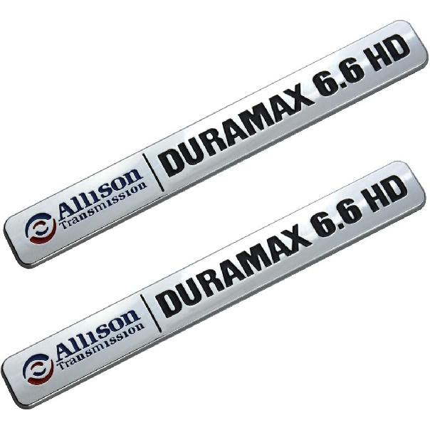 Aimoll Allison Transmission Duramax 6.6 HD Hood Emblem Pair Set for GM Silverado 2500HD (Chrome/Black)