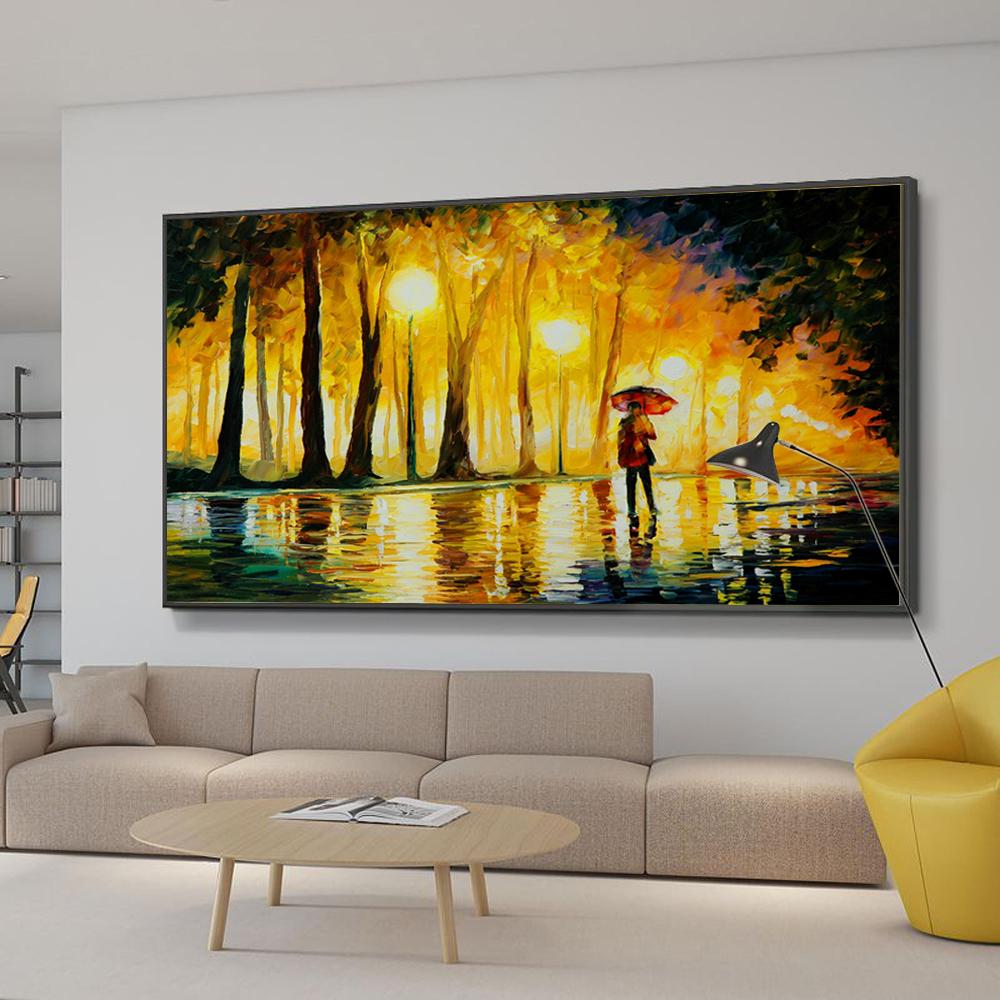 

Скандинавская абстрактная картина маслом под дождем ночью картина на холсте офис гостиная коридор украшение дома фрески без рамки 20*40cm No Frame