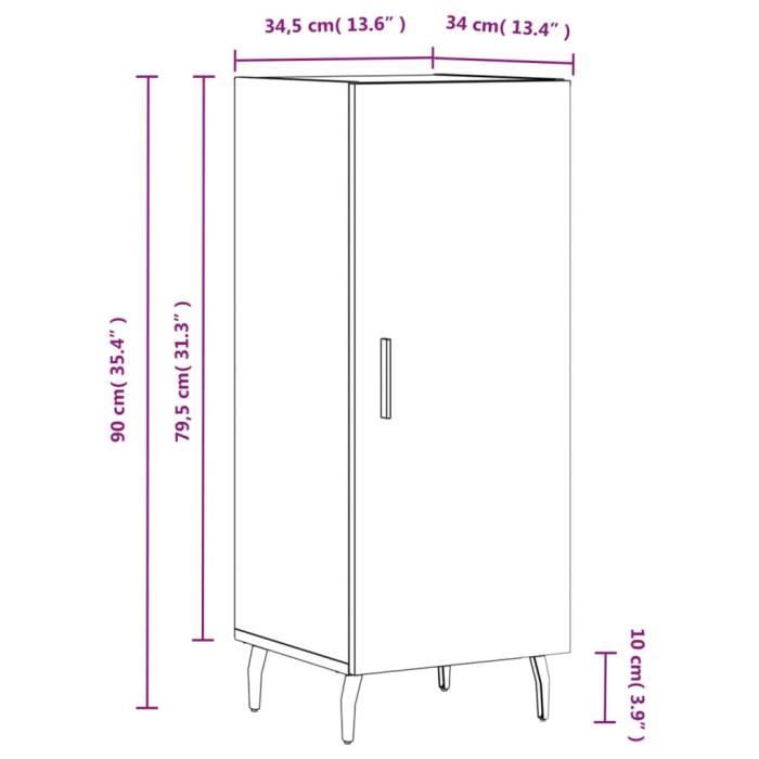 VidaXL Buffet Sonoma Grey 34.5x34x90 Cm Engineered Wood 828562