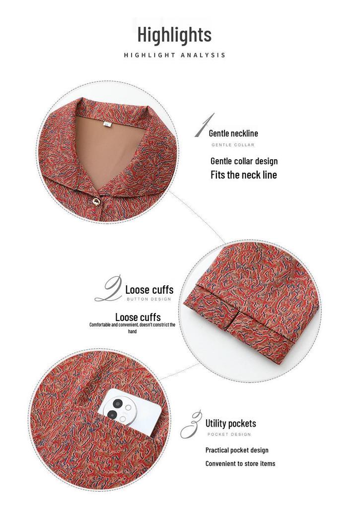 Grandma's Spring Floral Shirt & Autumn Lapel Jacket - Stylish Cardigan for Middle-Aged & Elderly Women