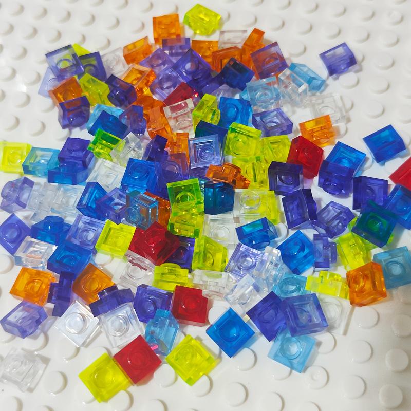 

Small Building Block Thin Block Bricks Transparent Color 1x1 Dots 180pcs Mix Colors DIY Assembly Parts Brick 3024 MOC Toy for Children