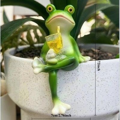 Entzückende Frosch Harzstatue, Lebendig Grüne Outdoor Garten Dekoration für Jugendliche, Terrasse, Teich oder Ast Display