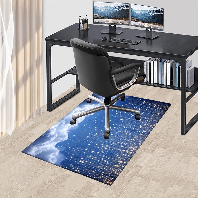 Clouds Stars Crystal Velvet Chair Mat Area Rug - Non-Slip, Floor Mat, Office Desk Chair Rugs, Bedroom Decor.Christmas Gift-1106118