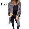 Women Shawl Jacket Winter Fall Thick Fleece Fringe Tassel Hem Long Bat Sleeves Open Stitch Cardigan Knitted Fuzzy Mid Length Coat Outdoor Daily