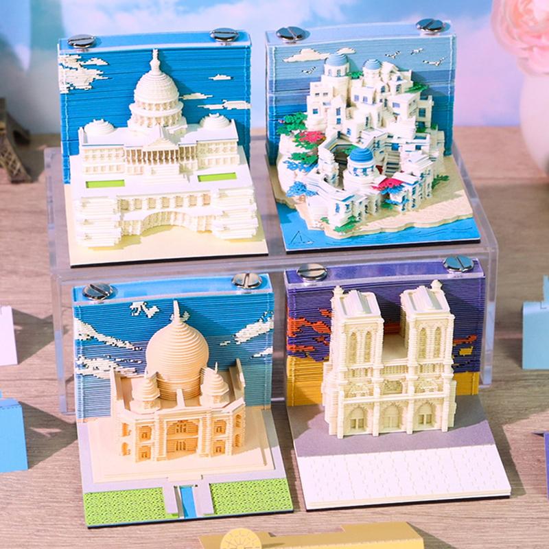 3D Paper Carving Art Craftwork Memo Pad Notepad Note Pad Desk Decoration Creative Diy Decorative Gift For Christmas Housewarming