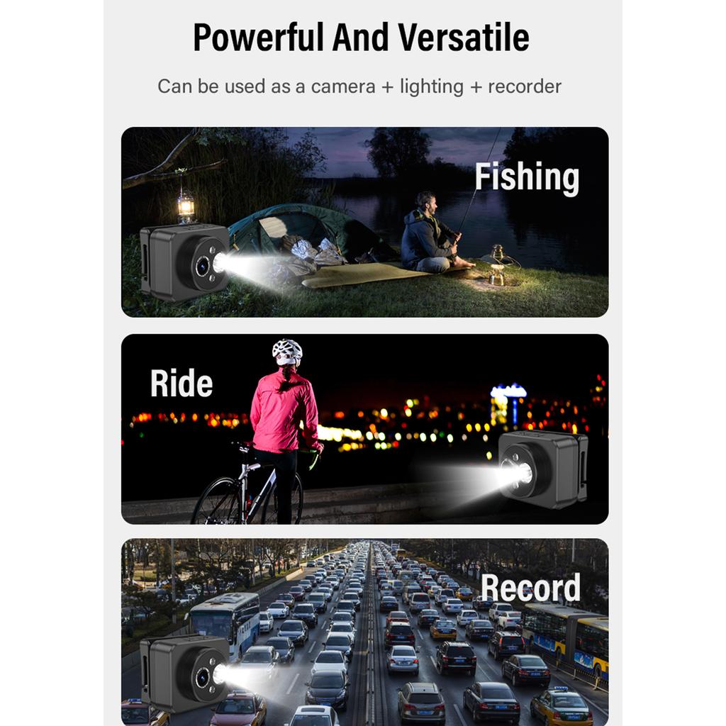 Full 1080P Action Sports Camera With Ultra Wide Angle and LED Headlight For Outdoor Adventures