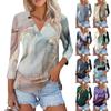 Dames Zomer Mode Casual Bedrukt V-Hals Zevenmouwen Shirt Top