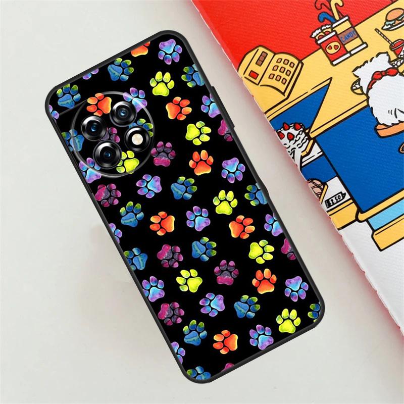 Etui z kolorowym wzorem łapy psa dla OnePlus 11 12 8 9 10 Pro 10R 9R 8T 10T 12R Nord N10 N20 N30 CE 4 3 2 Lite Pokrowiec