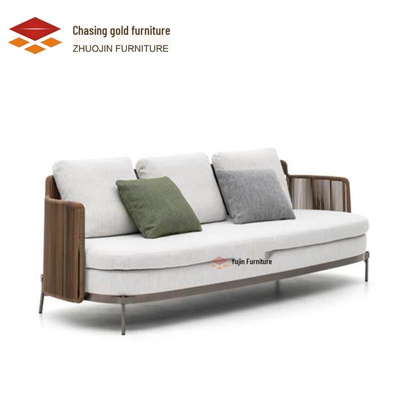 Nordic Outdoor Rattan Double Sofa for Balcony, Courtyard, Garden, or Villa.