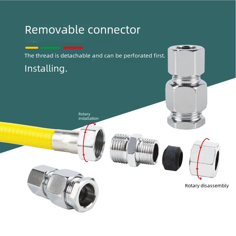 3-Piece Stainless Steel Gas Pipe Nut Set with No-Knock Wave for Natural Gas Conversion, 3/8"", 3/4"", 1"" Quick Connectors