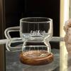 Hand Wash Only Glass Coffee Mug with Wooden Base, Reusable Multipurpose Office Glass Drinking Cup,High Aesthetic Value,with Hand Wash Only Wooden Base