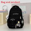 Simplified And Cake Letter Printed Student Casual Backpack With Plueh Pendant