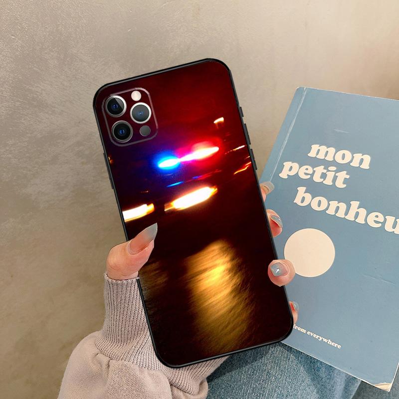 Police Cars Light At Night Case For 17 Air iPhone 16 15 14 13 12 11 Pro Max 12 mini XR 15 16 Plus 16e Back Cover Shell