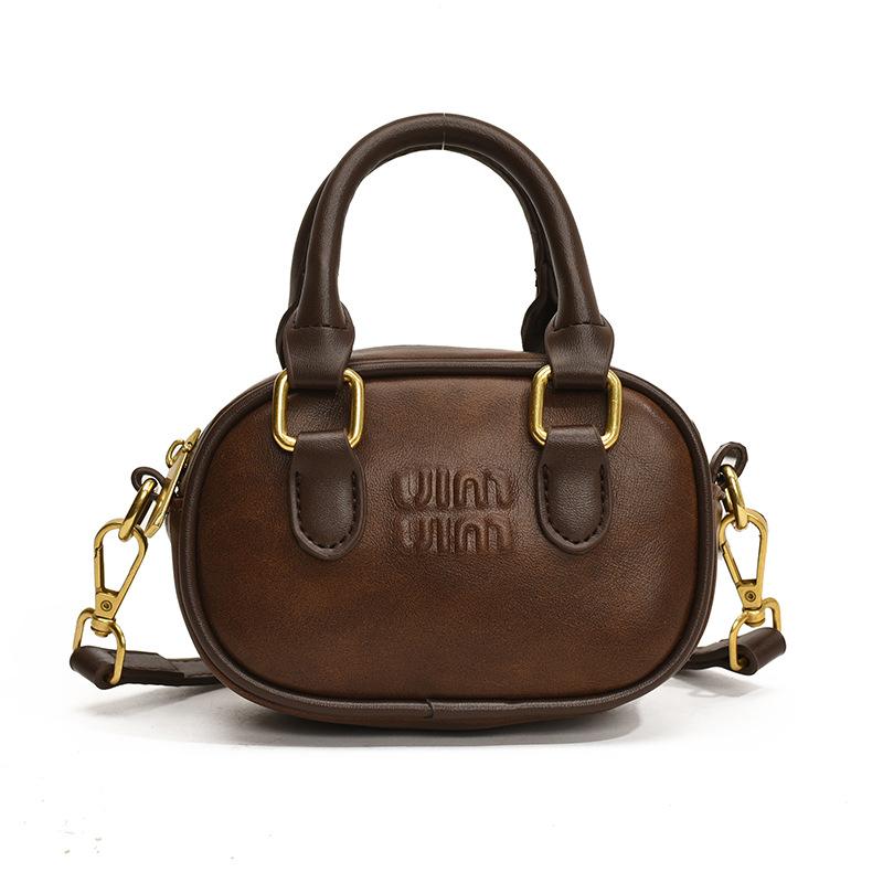 

Vintage Maillard Mini Portable Bowling Bag Versatile Foreign Style Niche Personality Crossbody Bag Bag Female