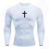 Christian Workout Compression Shirts Graphic Long Sleeve Rash Guard Athletic Quick Dry Tees Tops Mens Gym Undershirts Baselayers