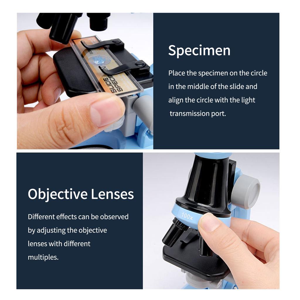 Microscope Science Kit 100X 400X 1200X Magnification Scientific Microscope with Slides Educational STEM Gift for