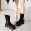 Retro  Autumn New Street Fashion Thick Heel Thick Sole Two Wear Martin Boots