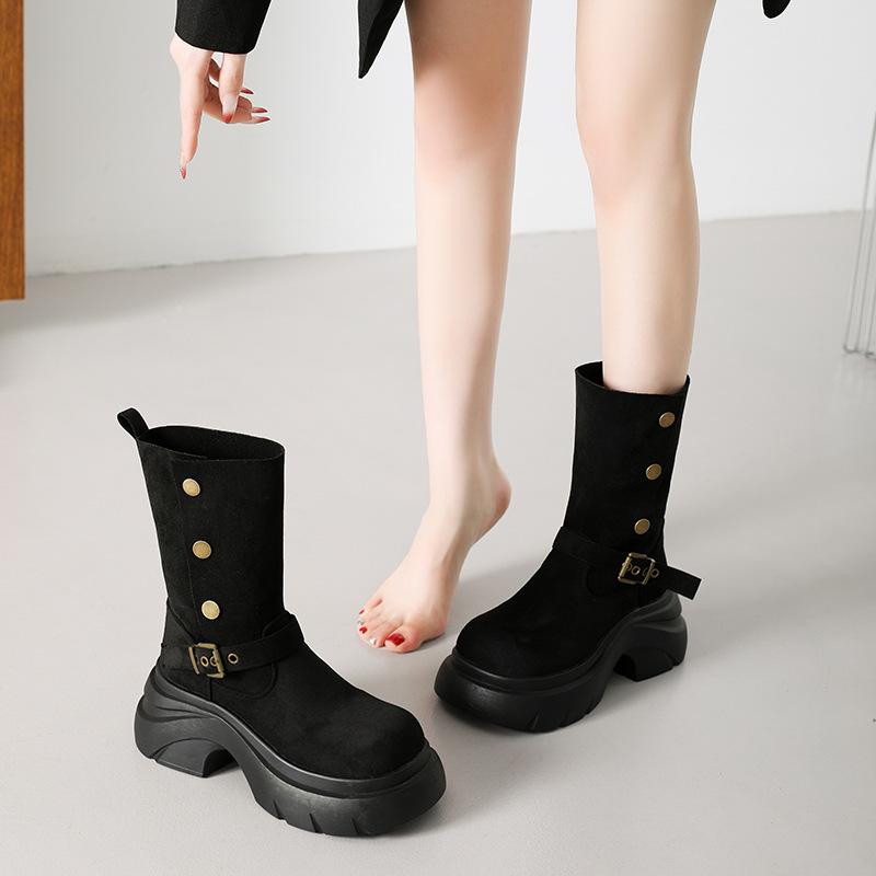 Retro  Autumn New Street Fashion Thick Heel Thick Sole Two Wear Martin Boots