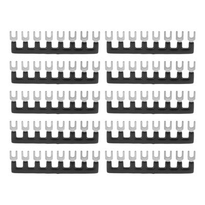 10Pcs Terminal Strip 400V 25A Red Copper Flame Retardant PVC Fork Type Terminal Blocks for